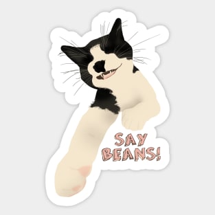 Say Beans Kitty Cat Smiling Sticker